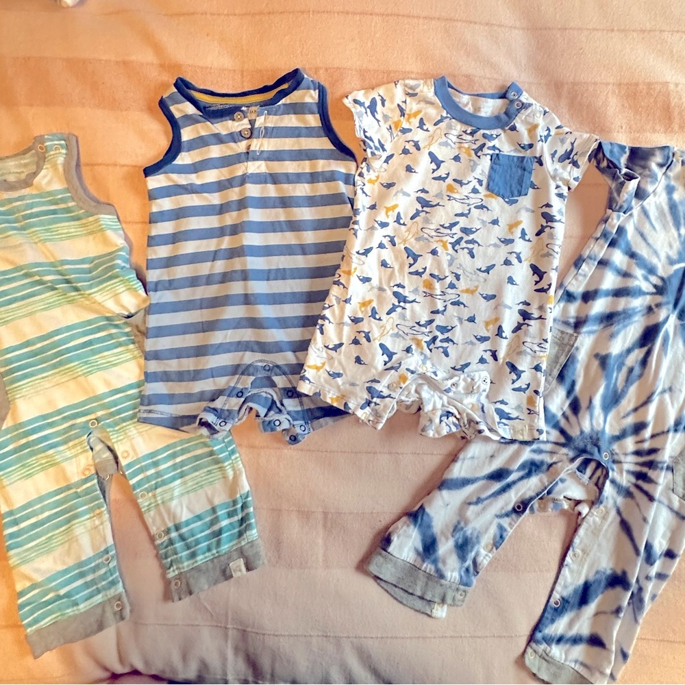 Lot of four Burt’s Bees rompers